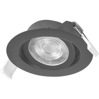 A black recessed ceiling light fixture with a transparent, textured lens, designed for indoor use. Features spring clips for installation.