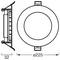 'Round ceiling light fixture.' Left: side view showing profile with mounting clips. Right: top view with 225 mm diameter.