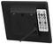 A black electronic device with a screen, rear control panel, and antenna. The side features a control pad with various symbols for operation.