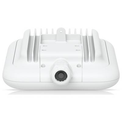 A white outdoor wireless access point with an antenna bracket and a weather-resistant design, suitable for high-performance connectivity.