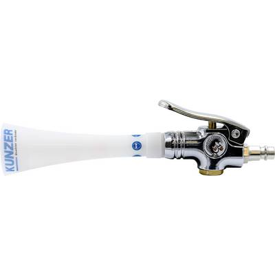 A close-up of a Kunzer cleaning tool showing a metallic handle, nozzle, and logo on the side, used for automotive maintenance.