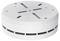 'A white circular smoke detector with ventilation slots designed for ceiling installation. It features a modern, minimalist design.'