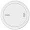 'ABUS' branded white smoke detector with a circular design, featuring a small grill on one side.