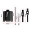 Set of black drilling components and adapters shown with dimensions: hole saw 82 mm wide and 100 mm tall, plus two 8 mm bits/adapters labeled 122 mm, 70 mm, 100 mm, and 110 mm.