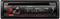 Car stereo with digital display showing '2:36 BT/USB/APP' and red control buttons, brand name 'Pioneer' visible.