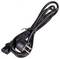 A black power cable with a European plug and a C13 connector, used for connecting appliances to electrical outlets.