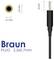 'Braun plug, 2.5x0.7 mm' text with an image showing a cable and dimensions: outer diameter 2.5 mm, inner 0.7 mm, plug length 10 mm.
