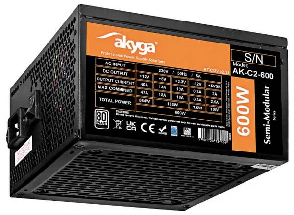 Akyga PC power supply unit 600 W ATX 80 PLUS