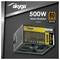 'akyga 500W Semi-Modular Series 80 PLUS BRONZE' power supply unit, model AK-U4-500, with various output specifications listed.