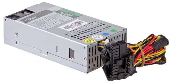 A computer power supply unit with colored cables and connectors, designed for internal use in a desktop PC.