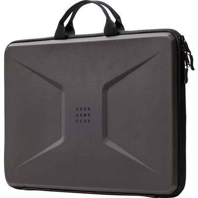 A rugged black laptop case with a textured, protective exterior and dual handles, featuring the text 'URBN ARMR GEAR' in the center.