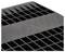 A close-up of a black plastic grid structure with rectangular holes.