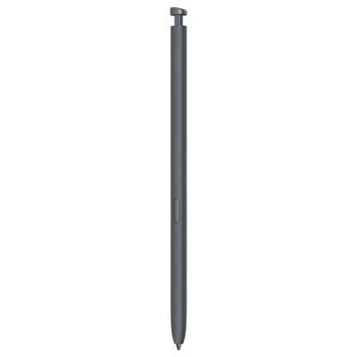 A sleek, dark gray stylus pen with a button near the top, designed for touchscreens and digital drawing.
