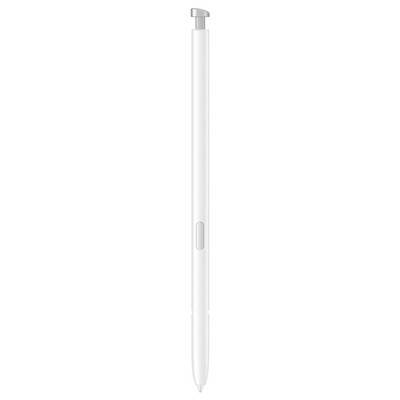 A sleek, white stylus pen with a metallic tip and button, designed for touchscreens, shown vertically against a white background.