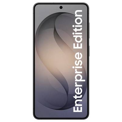 Smartphone with a screen displaying 'Enterprise Edition' vertically. Simple abstract background design.