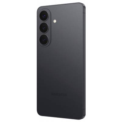 Black smartphone with a sleek design, featuring three rear cameras and a LED flash on the top left. Brand name visible at the bottom.