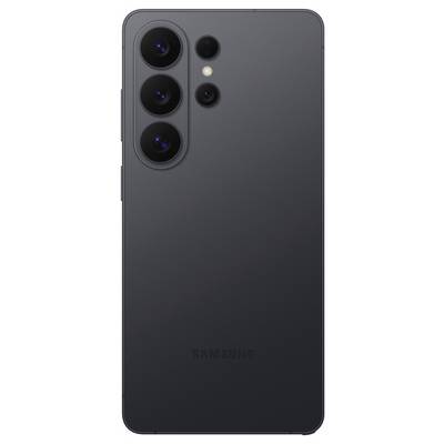 Back view of a black smartphone showing three large camera lenses, one small lens, and a flash in vertical arrangement on the top left.