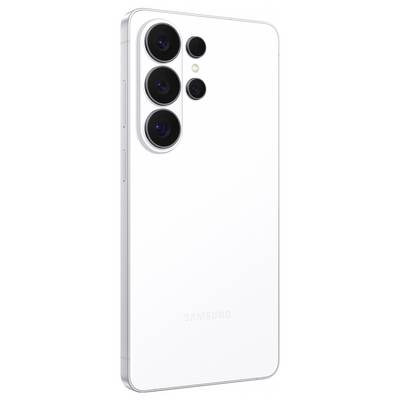 A white smartphone with four rear cameras, two flash units. The back has a matte finish and the brand 'SAMSUNG' embossed at the bottom.