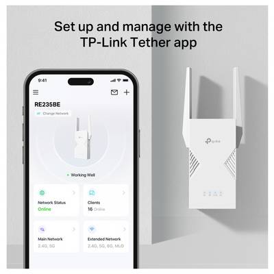 TP-LINK Wi-Fi repeater TP-Link BE3600 Ricevitore e trasmettitore di rete Bianco 2500 Mbit/s RE235BE Wif-Fi 7, Mesh suppo-5