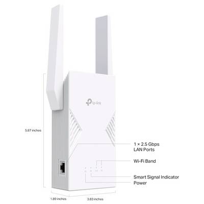 TP-LINK Wi-Fi repeater TP-Link BE3600 Ricevitore e trasmettitore di rete Bianco 2500 Mbit/s RE235BE Wif-Fi 7, Mesh suppo-7