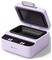 'A purple, portable food container with a digital control panel and an open lid, showing an inner compartment suitable for warming food.'