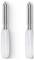 Two white-handled metal probes are aligned side by side, featuring pointed tips. The clean design and symmetry suggest precision tools.