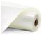 A roll of glossy, white paper showing a reflective surface, partially unrolled, against a plain background.