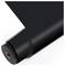 'Black vinyl roll on white background, partially unrolled to show texture and thickness.'