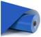 A large roll of blue reflective vinyl sheeting with a glossy finish, partially unrolled, displaying its shiny texture.