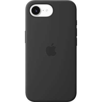 A black phone case with an Apple logo, designed for a smartphone, showing a minimalistic and sleek appearance.