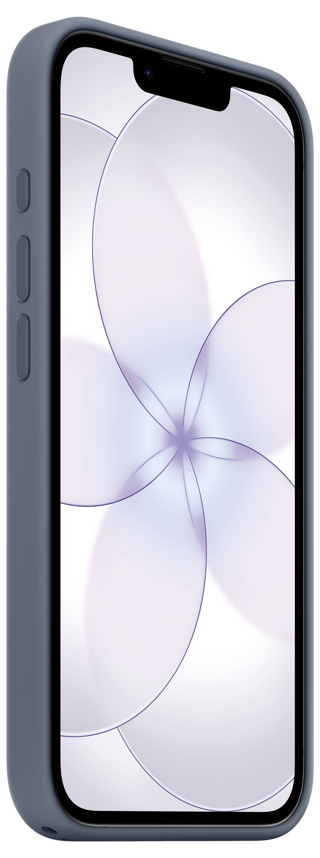 A smartphone with a blue case, displaying an abstract pattern of overlapping circles with soft colors on its screen.