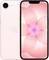 A pink smartphone with a large display showing a circular abstract pink pattern. The Apple logo is visible on the back.