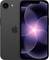 A black smartphone with a glowing circular abstract pattern on the screen, displaying the Apple logo on the back.
