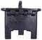'Black rectangular plastic tile leveling wedge tool with a top handle and five notched edges, used for aligning tile surfaces.'