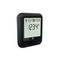 Digital thermometer displaying '123.4°C' with icons for wireless signal, battery status, and 'MAX MIN' option, in a black frame.
