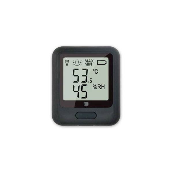 A digital thermometer and hygrometer display showing 53.7 degrees Celsius and 46% relative humidity.