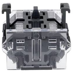 A transparent plastic mechanical device with a grid-like pattern and movable arms, possibly part of a locking or latching mechanism.