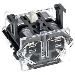 'A transparent switch with internal components visible, featuring a black and white housing. It's designed for mechanical or electrical use.'