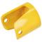 A yellow plastic bracket with a U-shape, featuring holes on the sides, often used for mounting or securing cylindrical objects.