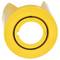 'Yellow cylindrical object with a hollow center, viewed from the top, resembling a pipe fitting or spacer.'