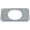 A rectangular metal plate with a round cutout in the center.