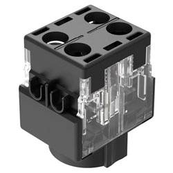 'A compact, black and transparent electrical connector block with multiple input holes, used for wiring applications.'