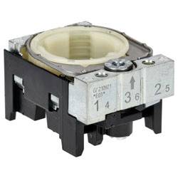 A black and metal industrial component with six numbered slots, likely part of an electronic or mechanical device.