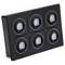 'Black panel with six circular buttons arranged in two rows of three.'