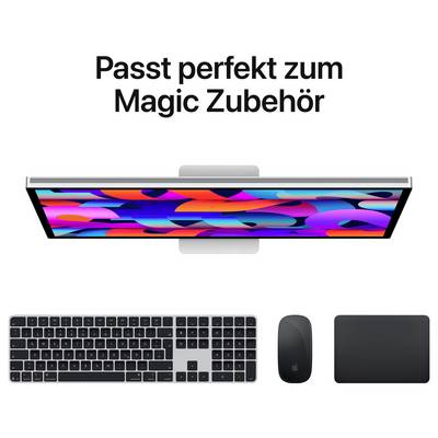 A screen with a colourful pattern displays 'Fits perfectly with Magic Accessories', below which are a keyboard, mouse and trackpad in black.