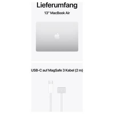 The image shows the contents of a 13-inch MacBook Air, consisting of the device and a 2 m long USB-C to MagSafe 3 cable.