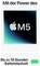 Image shows the 'Apple M5' logo with the text 'Up to 18 hours battery life' and a battery symbol at the bottom.