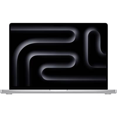 A silver laptop with a dark, abstract maze-like design on the screen.