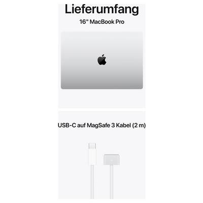 16" MacBook Pro shown in the image. Below it a USB-C to MagSafe 3 cable (2 m length) is displayed.