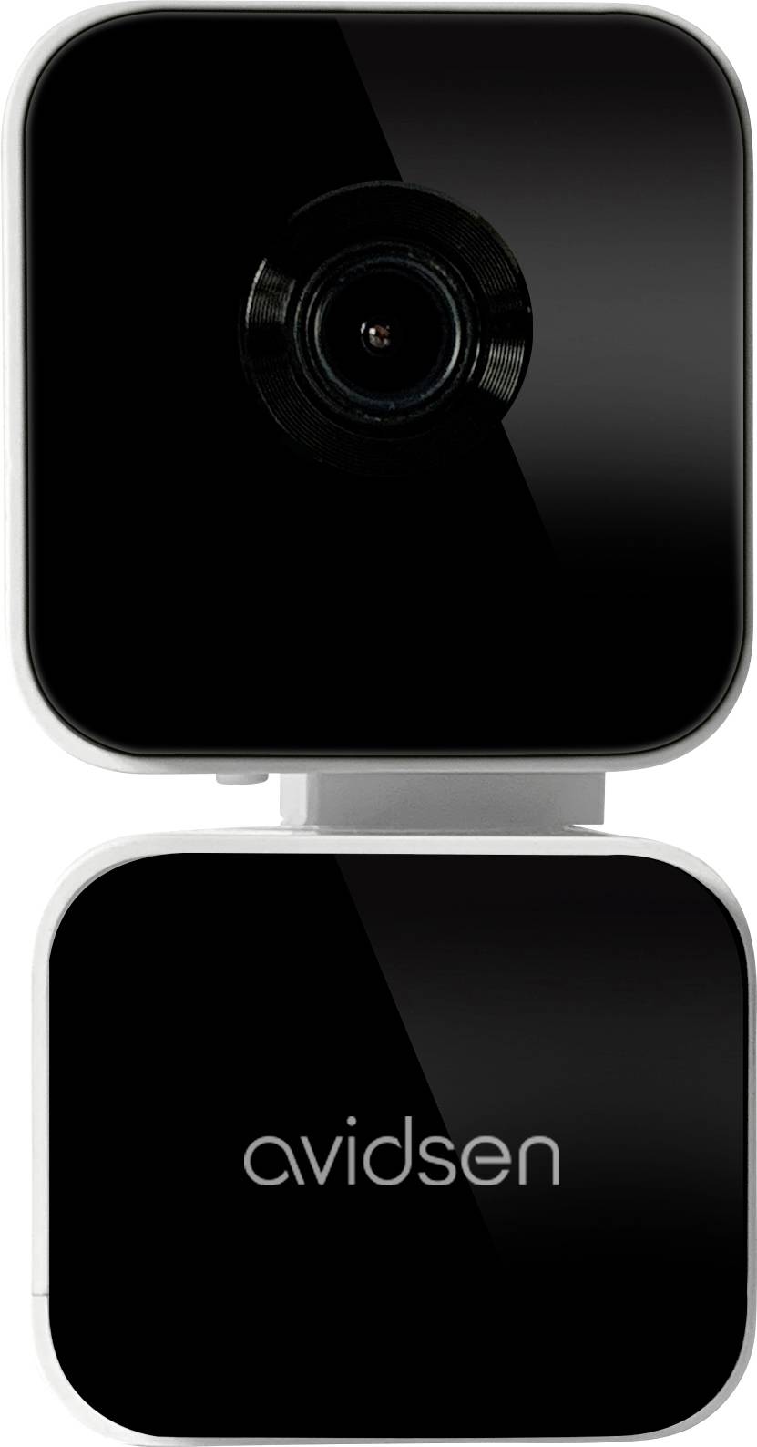 'Black avidsen camera with a lens in the center, featuring a minimalist design.'